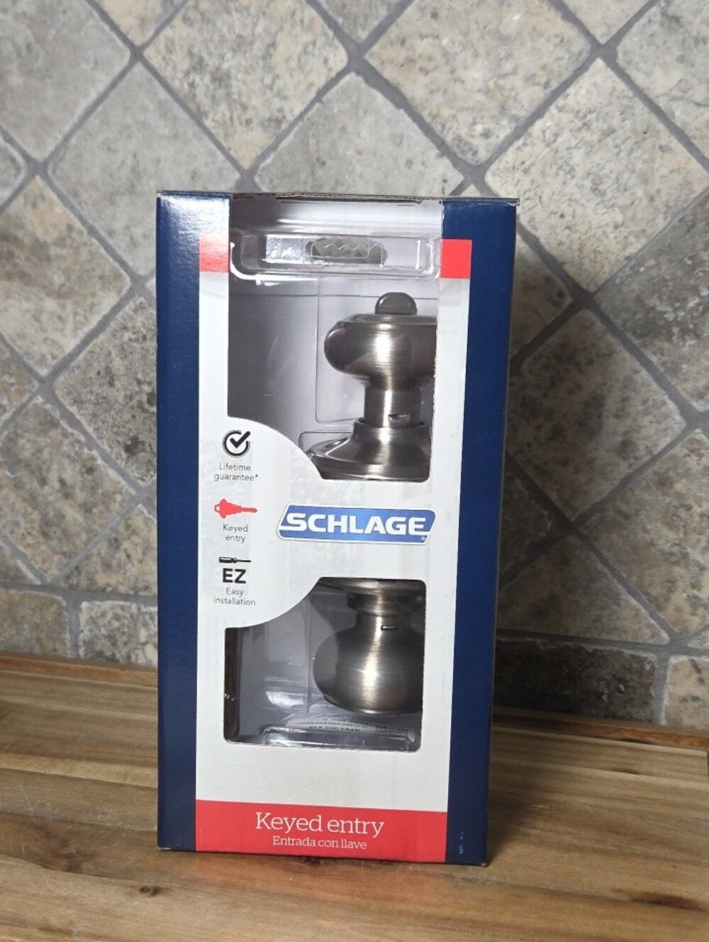 Schlage Satin Nickel Keyed Entry Door Knob - Brushed Nickel Finish